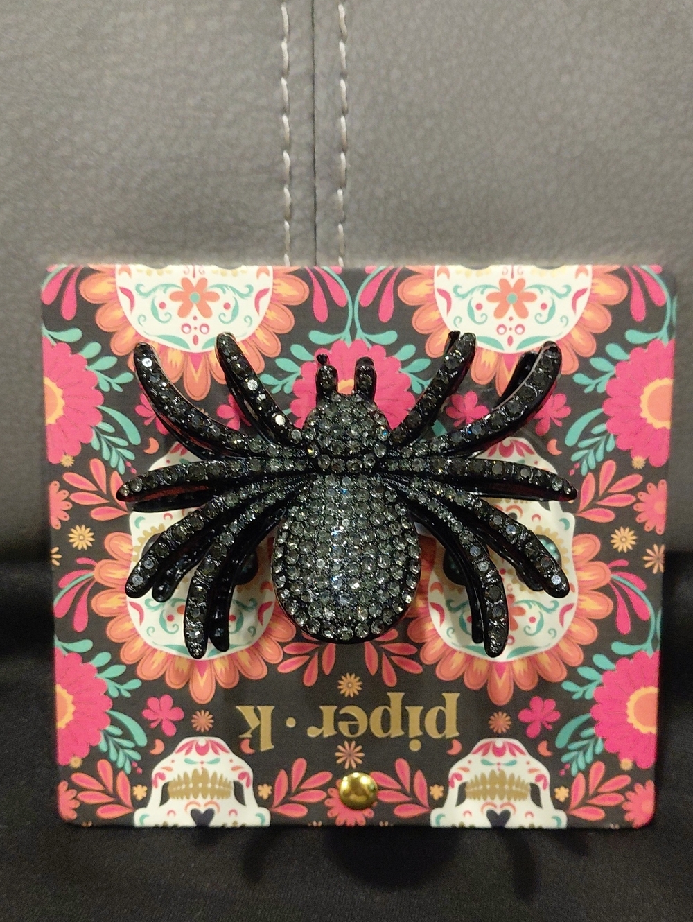 Piper K Black Crystal Spider Hair Clip